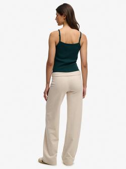 Superdry Athletic Essentials Fold Over Joggers, Oat Beige Marl - view 2, Oat Beige Marl