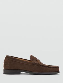Mango Suede Moccasins, Brown, Brown