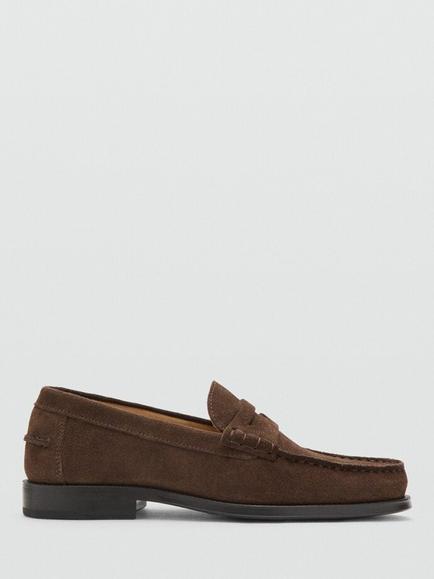 Mango Suede Moccasins, Brown, Brown