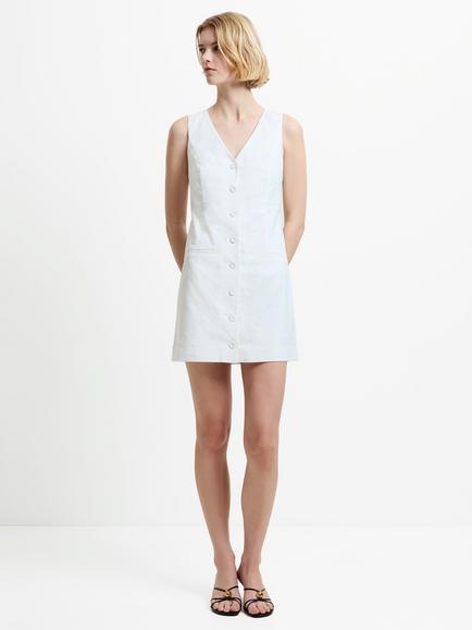 French Connection Aspen A-Line Linen Blend Mini Dress, White, White