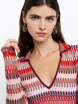 French Connection Charleen Crochet Stripe Mini Dress, Red/ Multi - view 2, Red/ Multi