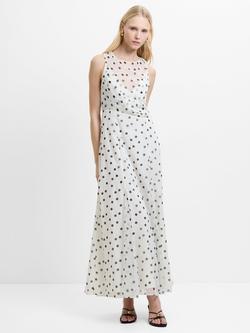 French Connection Emina Polka Dot Godet Dress, Cream/Black, Cream/Black