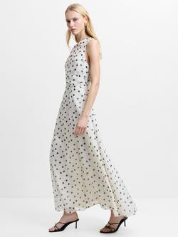 French Connection Emina Polka Dot Godet Dress, Cream/Black - view 2, Cream/Black