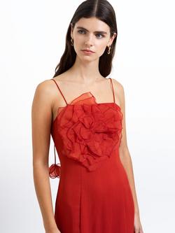 French Connection Emina Chiffon Flower Maxi Dress, Brick Red - view 2, Brick Red