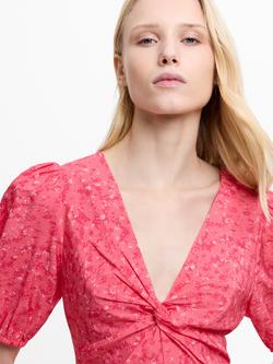 French Connection Melissa Floral Twist Dress, Fuchsia/Multi - view 2, Fuchsia/Multi