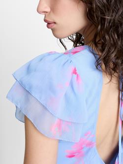 French Connection Myla Floral Midi Dress, Blue/Pink Multi - view 2, Blue/Pink Multi