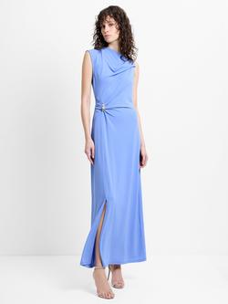 French Connection Pascha Jersey Draped Trim Maxi Dress, Amethyst Blue, Amethyst Blue