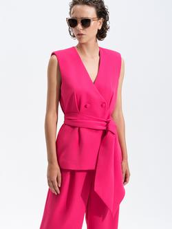 French Connection Tiana Belted Waistcoat, Peony Pink, Peony Pink