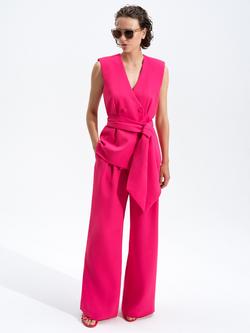 French Connection Tiana Belted Waistcoat, Peony Pink - view 2, Peony Pink