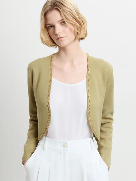 French Connection Laurie Chain Trim Cardigan, Summer Sage - view 2, Summer Sage