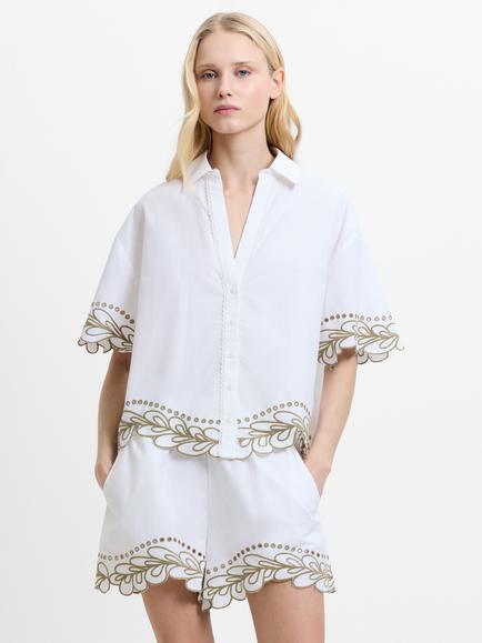 French Connection Alissa Shirt, White/Sage - view 2, White/Sage