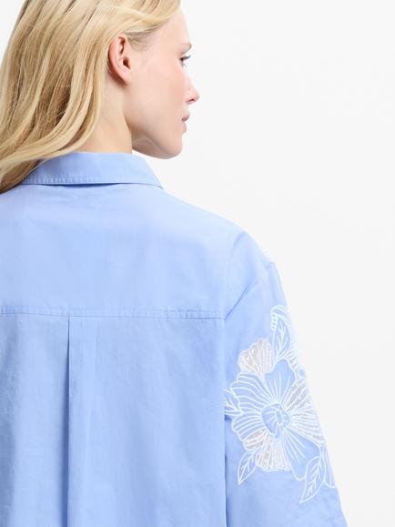 French Connection Cambria Embroidered Shirt, Blue/White - view 2, Blue/White