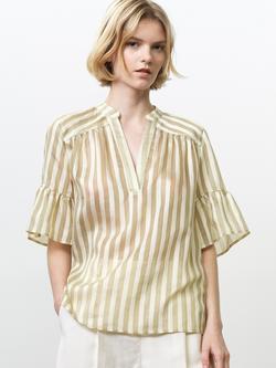 French Connection Adeline Stripe Top, Cream/Green, Cream/Green