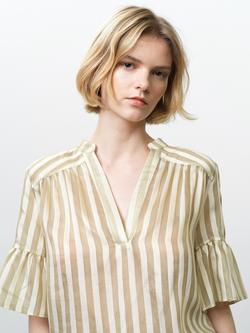French Connection Adeline Stripe Top, Cream/Green - view 2, Cream/Green