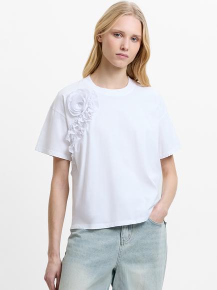 French Connection Cotton Ruffle T-Shirt, White, White