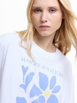 French Connection Flower Market Graphic T-Shirt, White/Blue - view 2, White/Blue