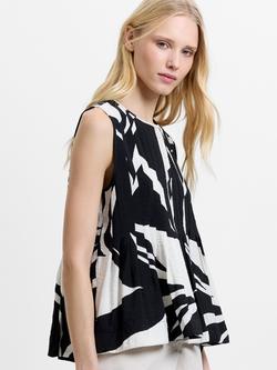 French Connection Jessie Abstract Sleeveless Top, Black/Cream - view 2, Black/Cream