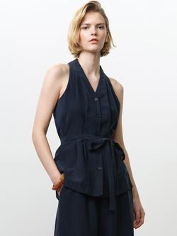 French Connection Melina Halterneck Top, Navy, Navy