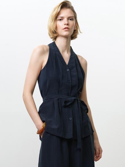 French Connection Melina Halterneck Top, Navy, Navy