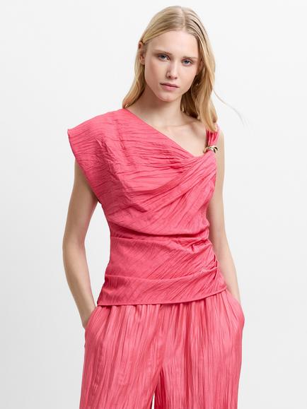 French Connection Novie Asymmetric Top, Fuschia Pink, Fuschia Pink