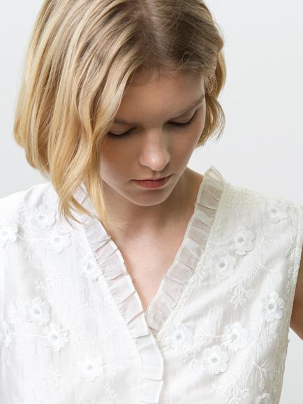 French Connection Vani Peplum Hem Top, White - view 2, White