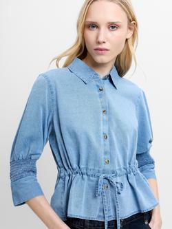 French Connection Zaves Drawstring Denim Top, Light Blue, Light Blue