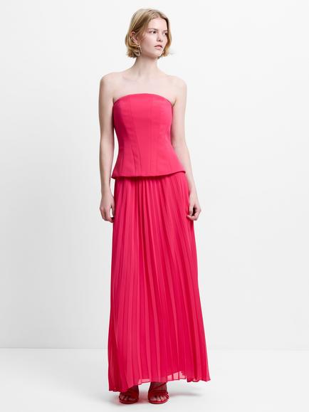 French Connection Tiana Georgette Corset Maxi Dress, Peony Pink, Peony Pink