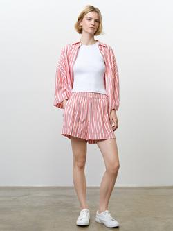 French Connection Cheryl Striped Shorts, Watermelon Red, Watermelon Red