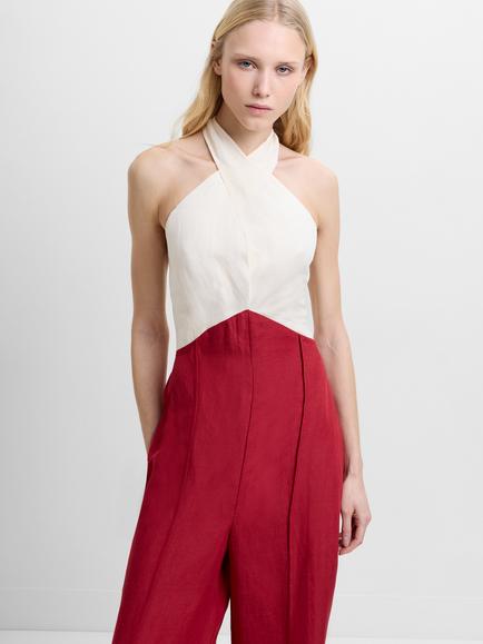 French Connection Birdie Jumpsuit, Brick/Cream - view 2, Brick/Cream