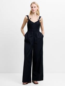 French Connection Era Poplin Bust Jumpsuit, Black, Black