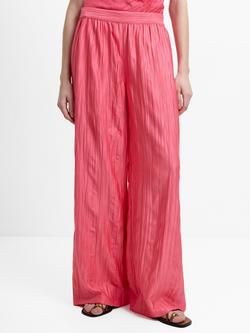French Connection Novie Crinkled Wide Leg Trousers, Fuschia Pink - view 2, Fuschia Pink