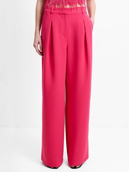 French Connection Tiana Crepe Pleated Wide Leg Trousers, Peony Pink - view 2, Peony Pink