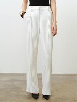 French Connection Vinnie Pinstripe Trousers, Cream/Black - view 2, Cream/Black