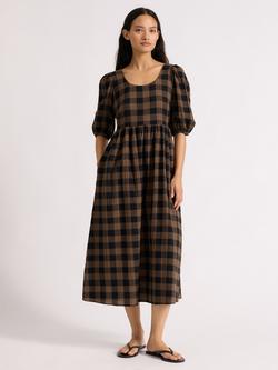 Albaray Iconic Gingham Midi Dress, Chocolate, Chocolate