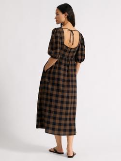 Albaray Iconic Gingham Midi Dress, Chocolate - view 2, Chocolate