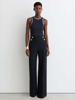 Reiss Matilda Contrast Trim Vest Top, Navy/White, Navy/White