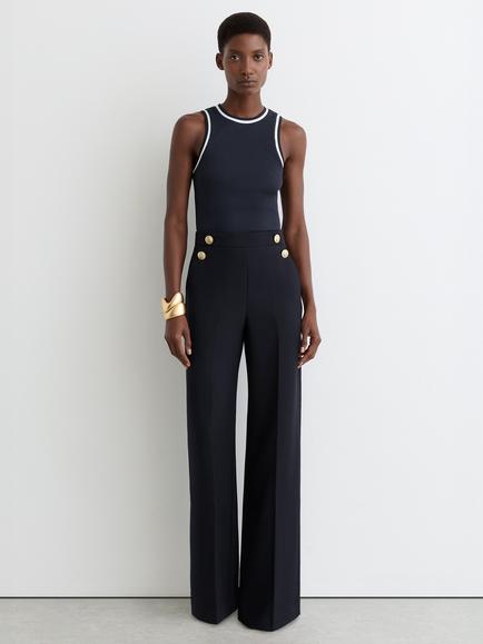 Reiss Matilda Contrast Trim Vest Top, Navy/White, Navy/White