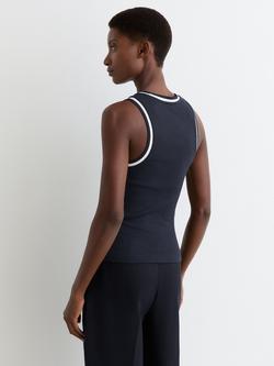 Reiss Matilda Contrast Trim Vest Top, Navy/White - view 2, Navy/White