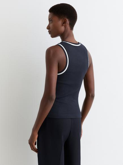 Reiss Matilda Contrast Trim Vest Top, Navy/White - view 2, Navy/White