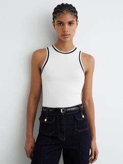 Reiss Matilda Contrast Trim Vest Top, White/Navy, White/Navy