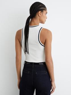 Reiss Matilda Contrast Trim Vest Top, White/Navy - view 2, White/Navy