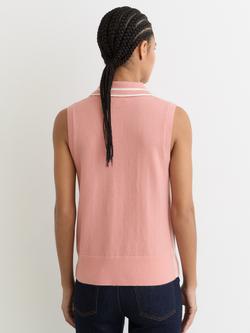 Reiss Contrast Collar Wool Rich Polo Shirt, Pink/Ivory - view 2, Pink/Ivory