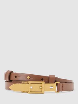 Reiss Cora Buckle Detail Pure Leather Belt, Tan, Tan