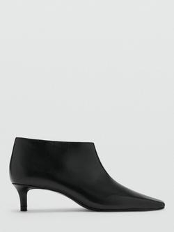 Mango Pointed Toe Kitten Heel Ankle Boots, Black, Black