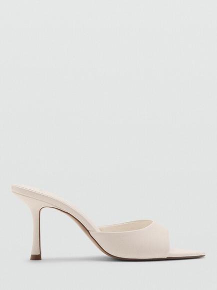 Mango Pointed Open Toe Stiletto Mule Sandals, Natural, Natural