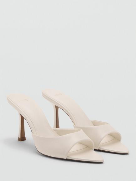 Mango Pointed Open Toe Stiletto Mule Sandals, Natural - view 2, Natural