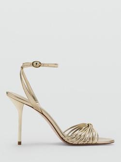 Mango Strappy Stiletto Heel Sandals, Gold, Gold