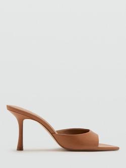 Mango Pointed Open-Toe Stiletto Mules, Brown, Brown