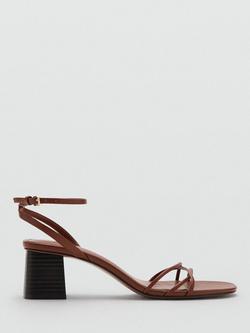 Mango Ray Strappy Block Heel Sandals, Leather, Leather