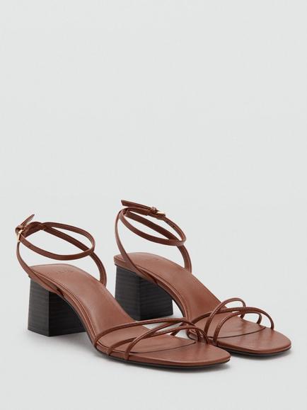 Mango Ray Strappy Block Heel Sandals, Leather - view 2, Leather